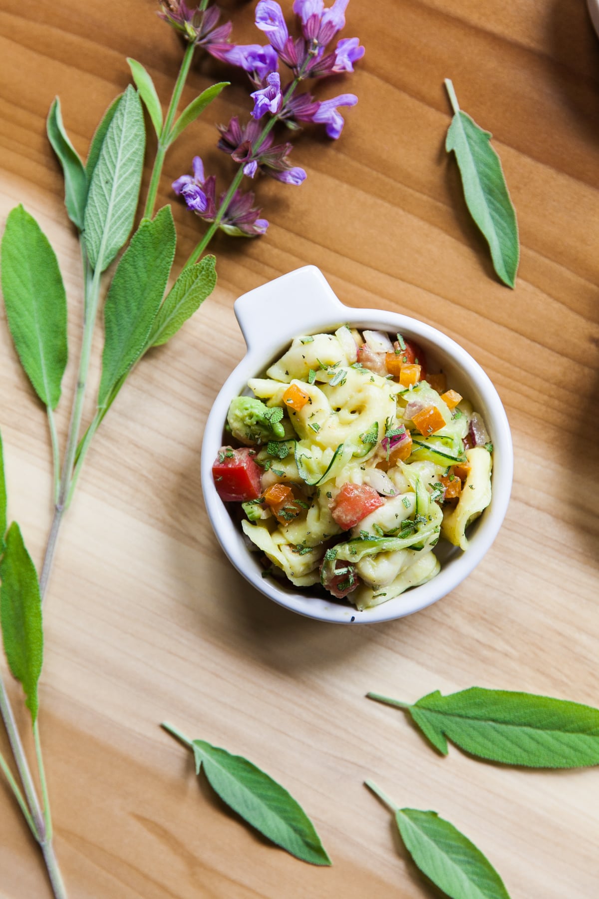 Avocado Tortellini Salad with Fresh Vegetables + Garden Sage | Pasta Salad Recipe | Good Potluck Dishes | Picnic Food | Easy Side Dishes for Potluck | Jessica Brigham | Magazine Ready for Life