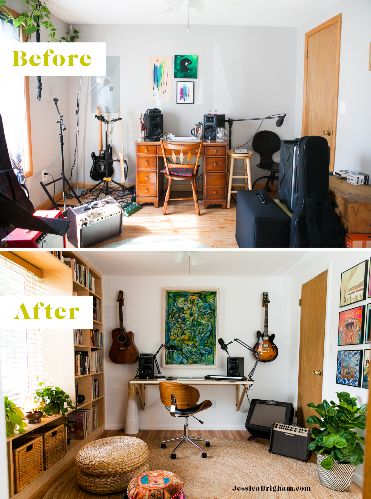 An Eclectic Mid Century-Inspired Home Recording Studio | Room Ideas | Modern Design | Jessica Brigham | Magazine Ready for Life | www.jessicabrigham.com