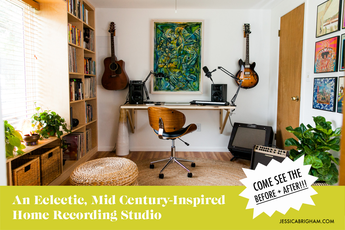 An Eclectic Mid Century-Inspired Home Recording Studio | Room Ideas | Modern Design | Jessica Brigham | Magazine Ready for Life | www.jessicabrigham.com