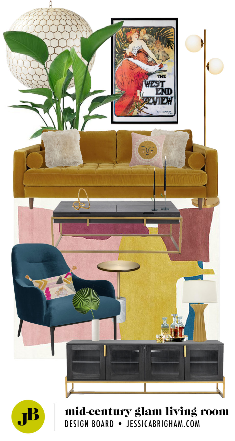 raised ranch exterior living room window on Vibrant Mid Century Glam Living Room Refresh The Design Board Jessica Brigham